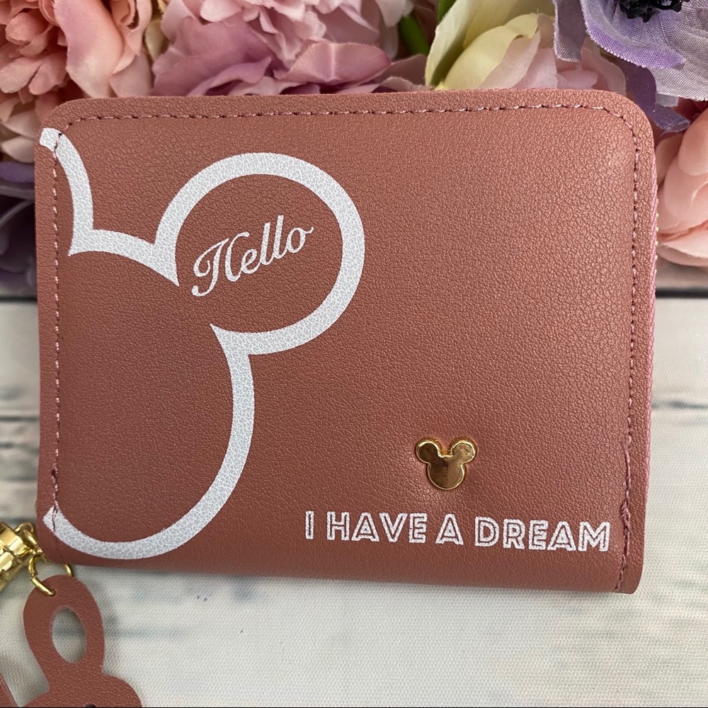 Vegan Leather Dusty Rose Mickey Mouse Coin Purse Wallet - Picture 4 of 10